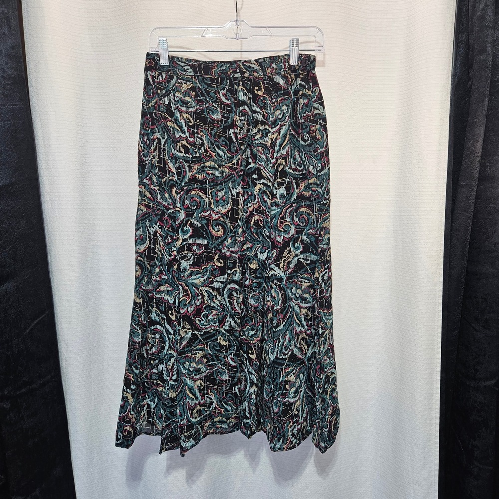 Vtg JM Collection Petite Abstract Print midi skirt Size 10P whimsigoth corpcore